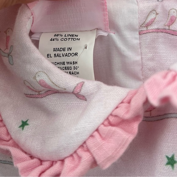 Petit Bébé Light Pink Linen/Cotton Ruffle Collar Bird Dress Size 3 - Picture 7 of 8